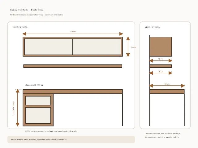 Conjunto de Escritório Planejado com Bancada e Armário - Foto 2