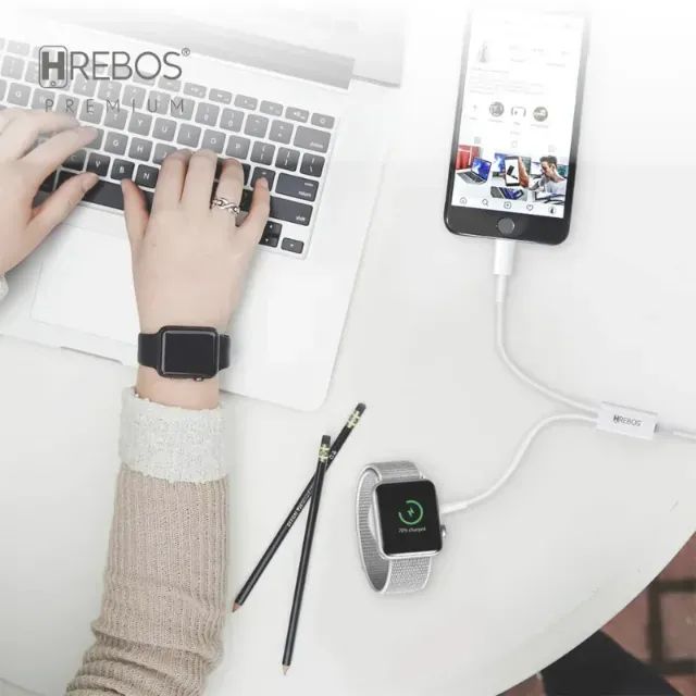 Cabo Two-in 2x1 Hrebos Tipo C, Compativel Lightning E Magnético Crw-501 Cor Branco - Foto 2