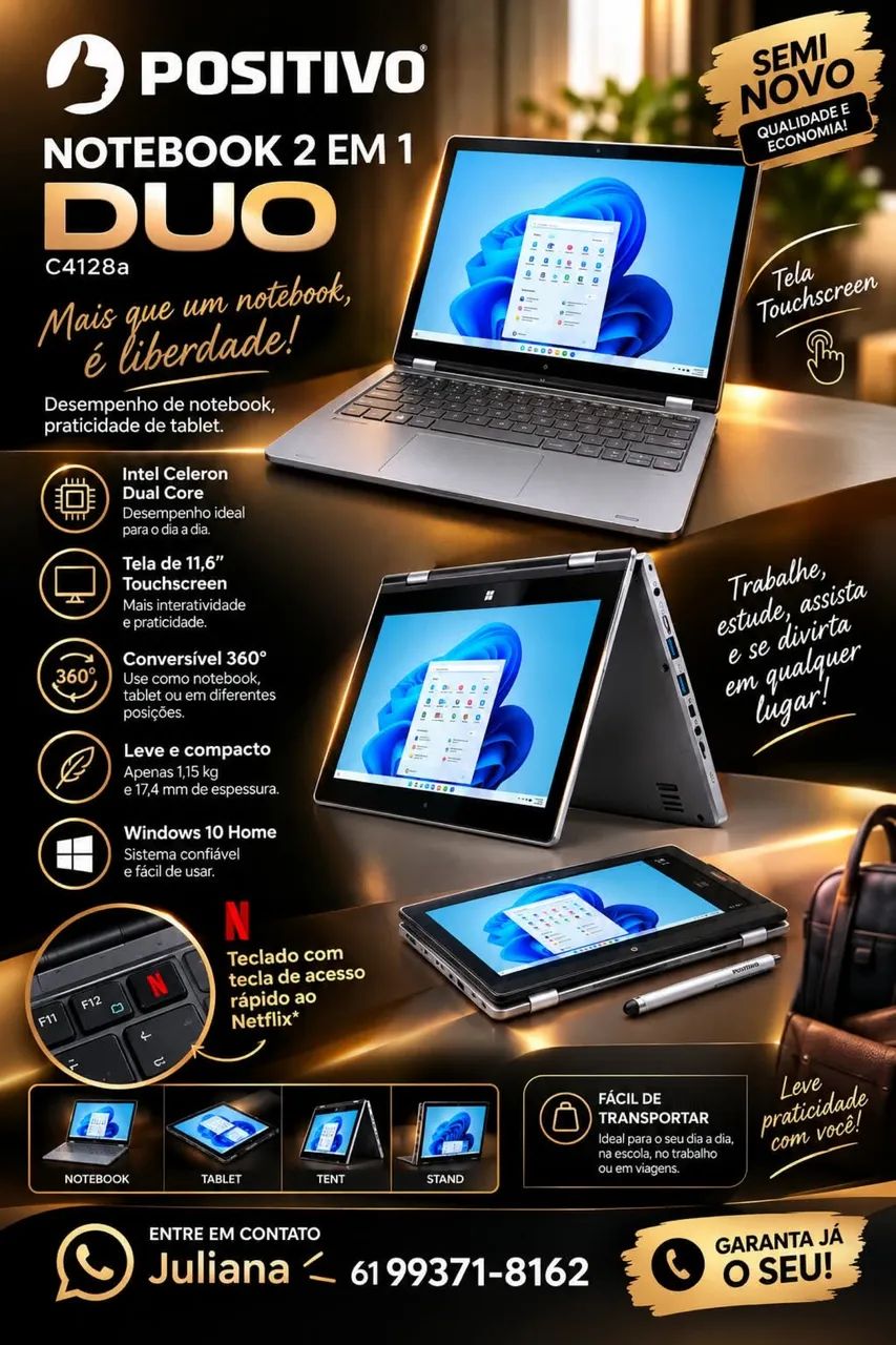 Notebook 2 Em 1 Positivo Duo C4128a Intel Celeron