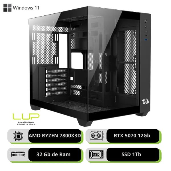 (LOJA FÍSICA) Pc Avançado RTX 5070 + AMD 7800X3D / 32GB 64000mhz DDR5