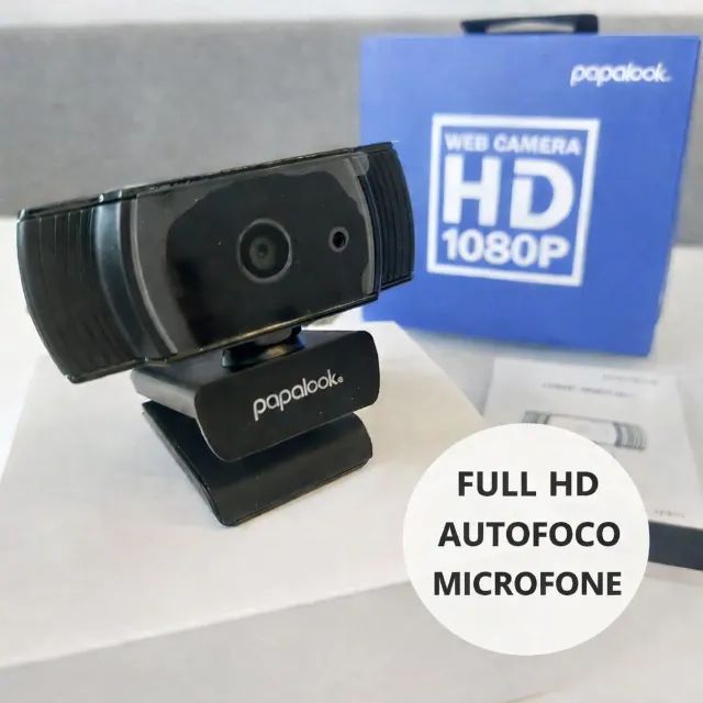 Webcam Papalook 1080p Full HD Autofoco Microfone | NOVA