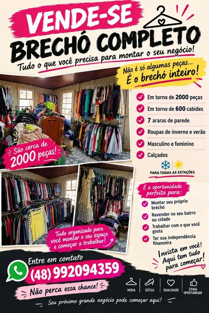 Brechó completo roupas e mobiliário 