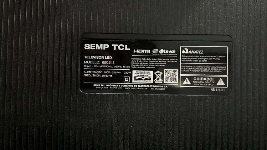 TELEVISÃO TCL 65 POLEGADAS - MODELO 65C645 (TELA QUEBRADA) - Foto 2