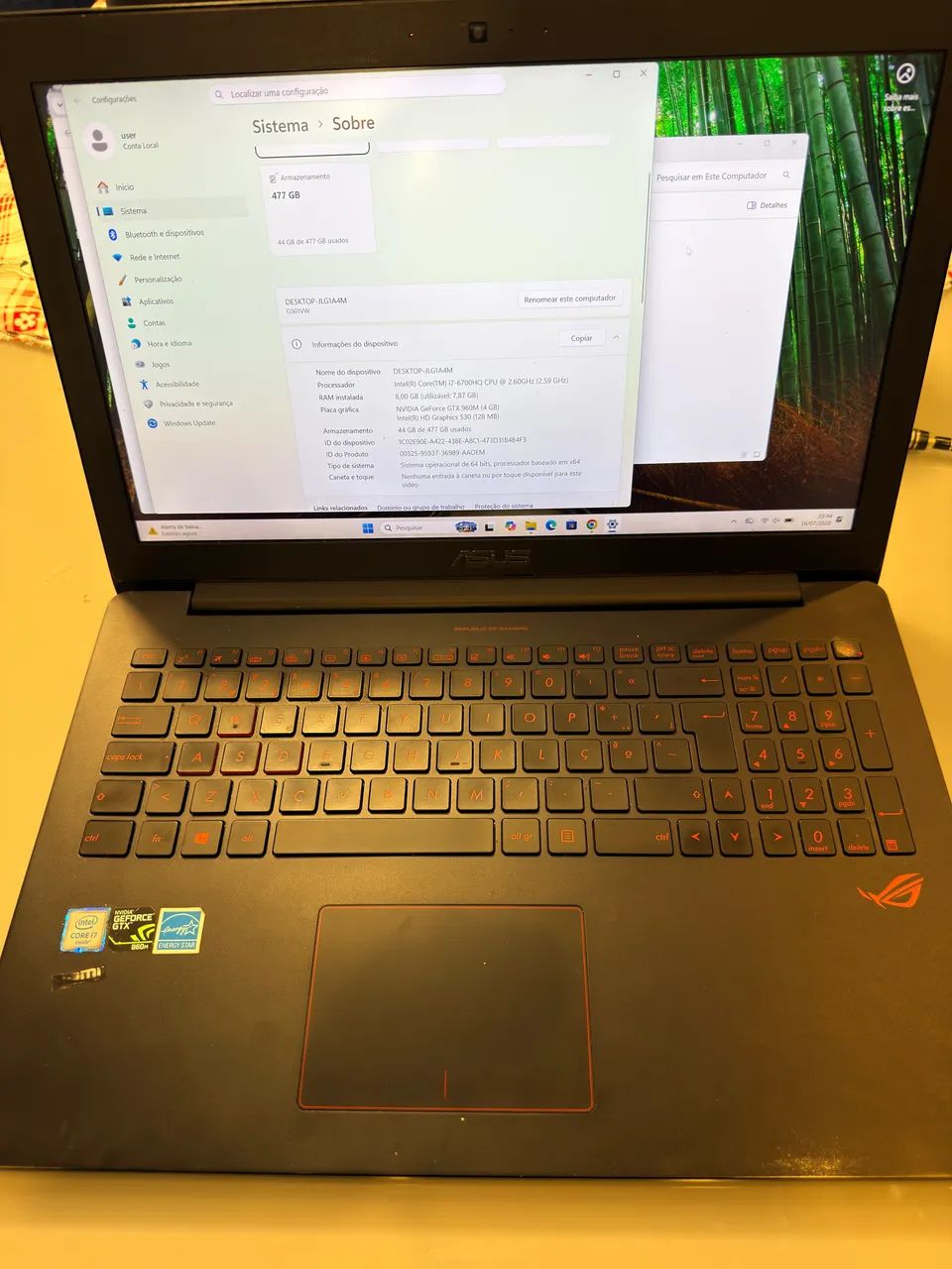 Notebook Asus Rog i7