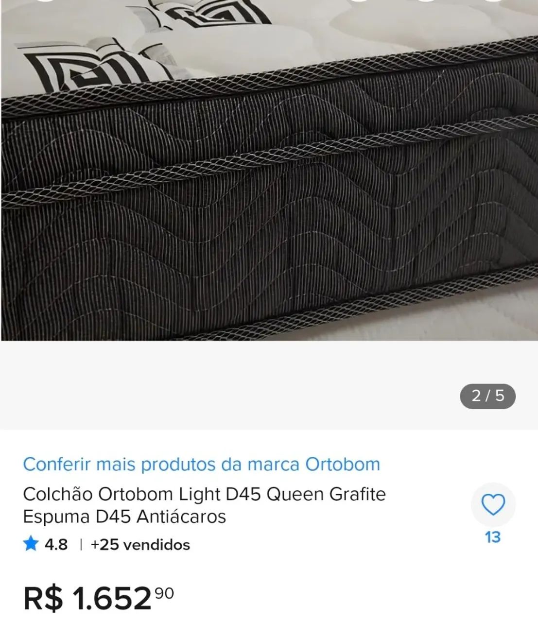 Colchão + base ortobom light D45 ESTADO DE NOVO - Foto 2