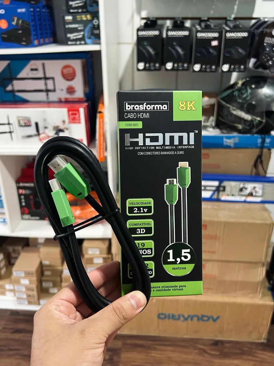 Cabo HDMI 8K 1,5M de comprimento Brasforma 
