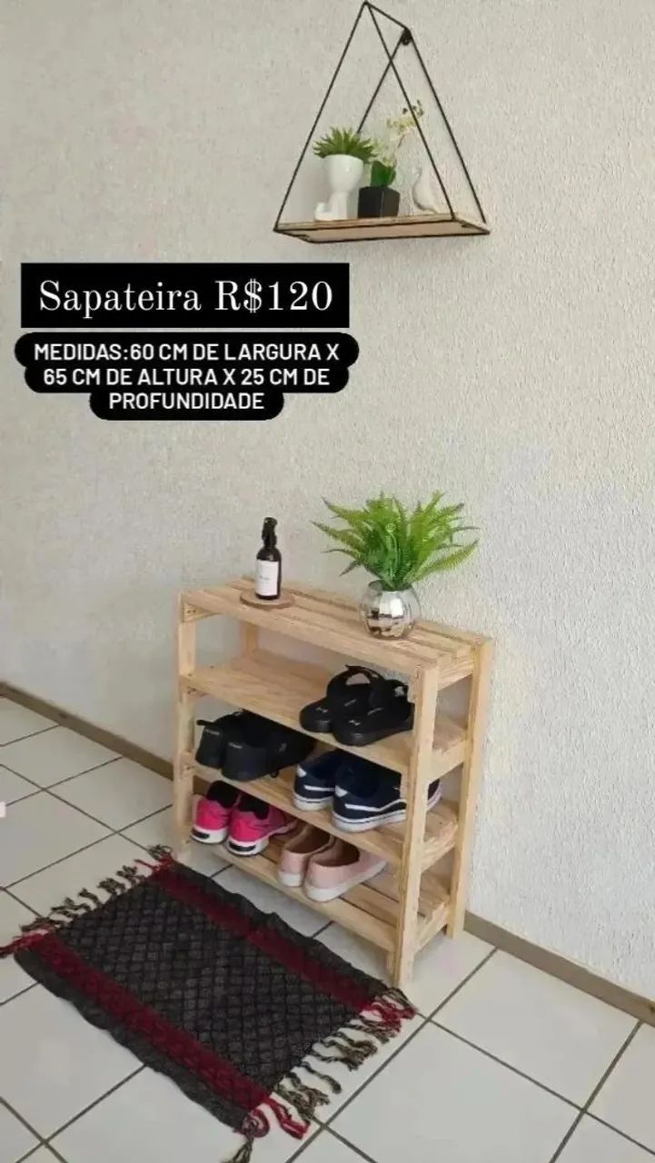 Sapateira de madeira pinus. - Foto 6