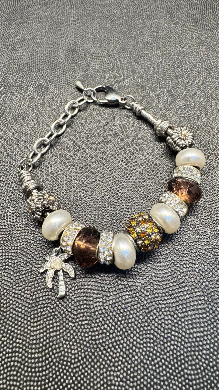 pulseira bella perlina berloques prateada