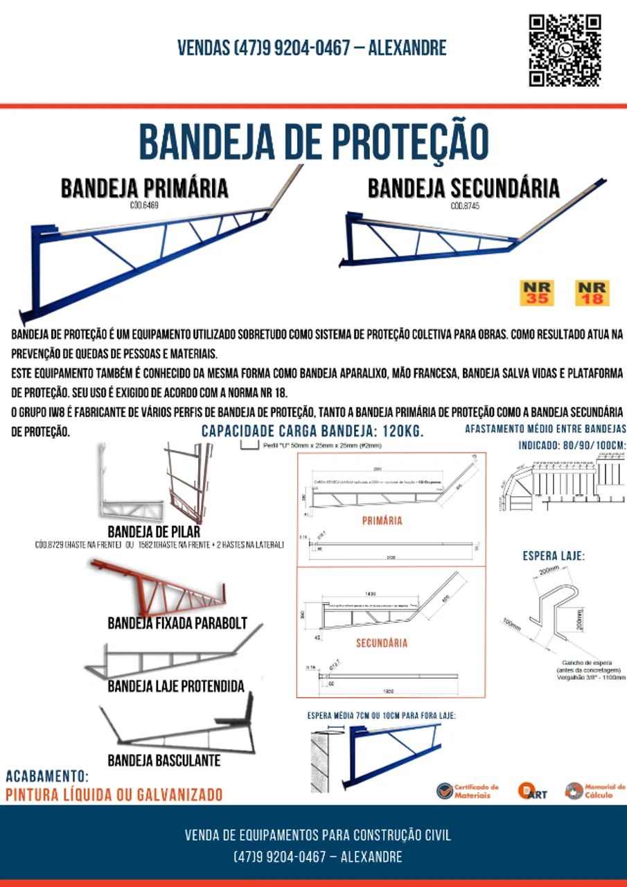 Bandejas de Proteção - Bandejas Primária e Bandejas Secundária