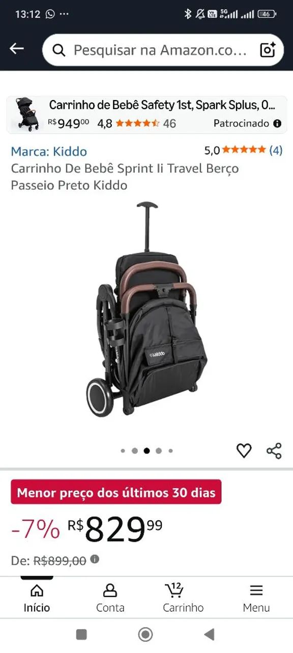Carrinho Bebê Kiddo Usado  - Foto 4