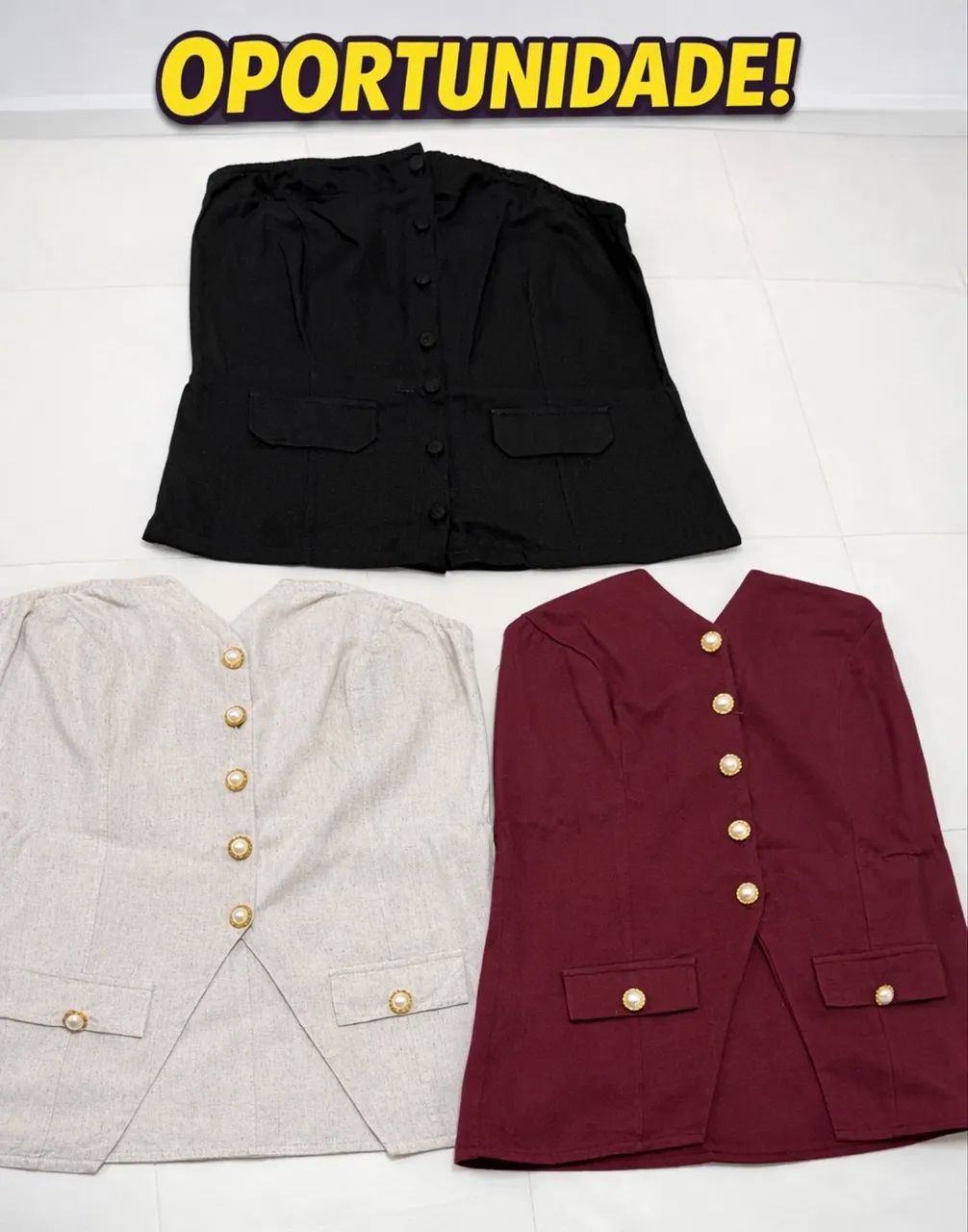 Kit 3 Blusas Femininos Elegantes tomara que caia 