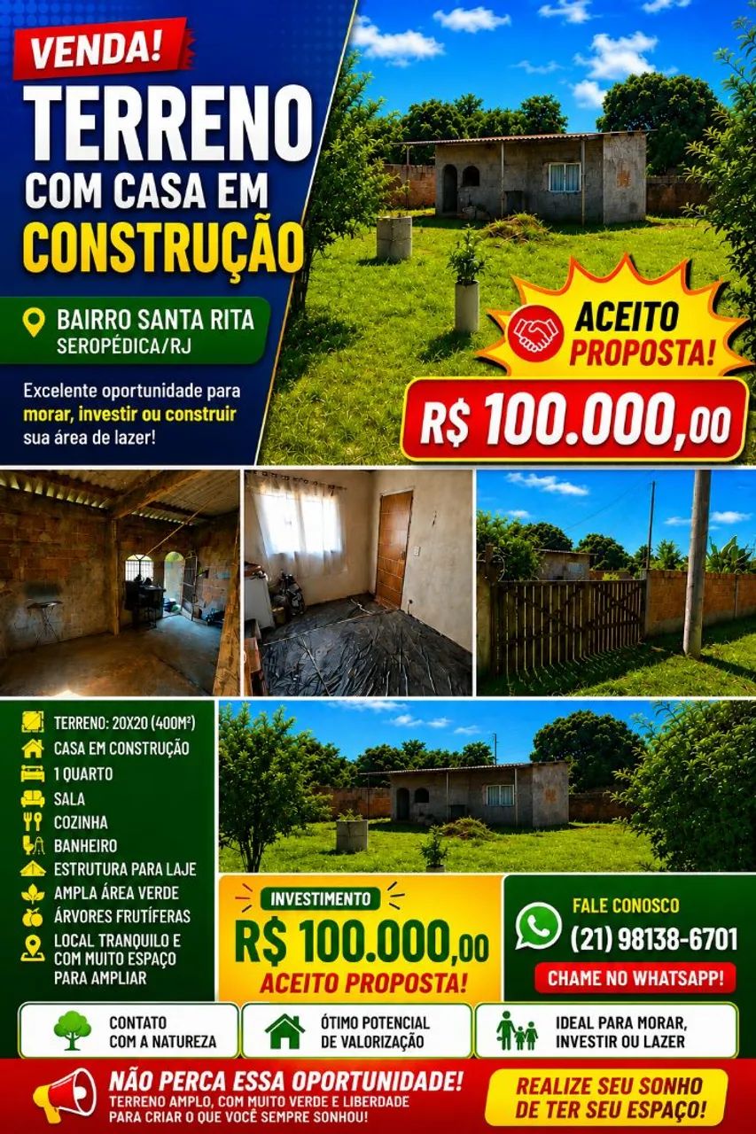 Terreno com casa Seropédica 