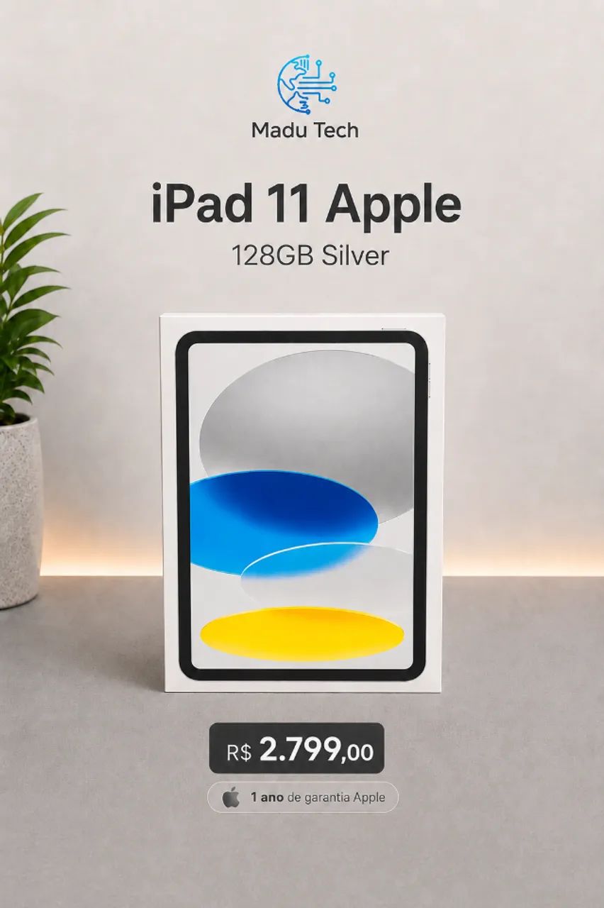 iPad 11 Apple 2025 (Wi-Fi, 128 GB) - Prateado (A16)