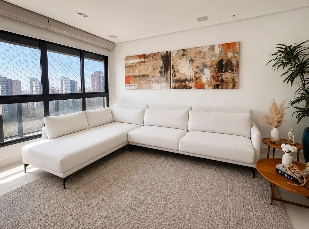 Sofá Capobiango em Linho Off-White | Modular | 3,50 m | Ótimo Estado