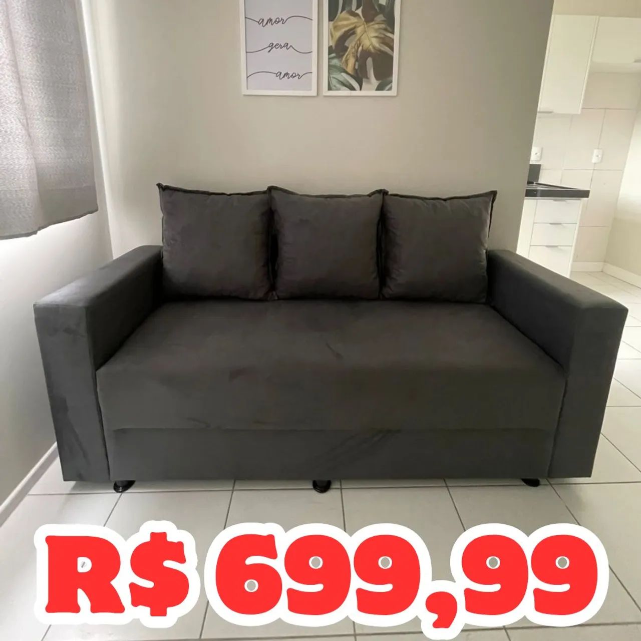 SOFÁ 3 LUGARES, básico, Resistente e NECESSÁRIO!