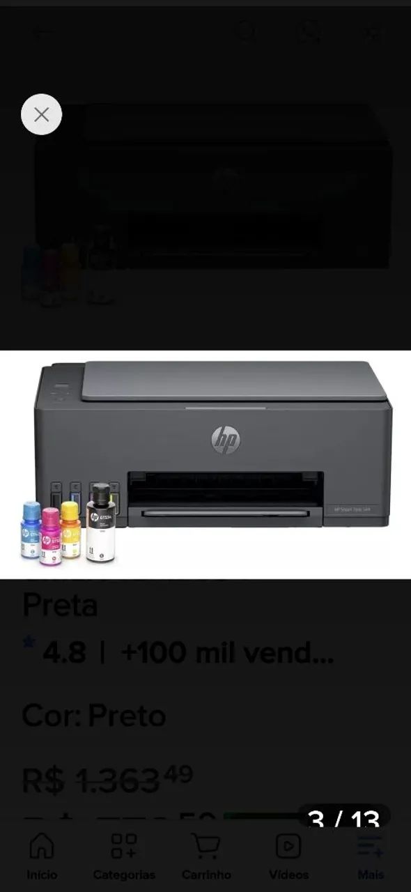 Impressora Multifuncional HP Smart Tank 584 - Preta - Foto 2