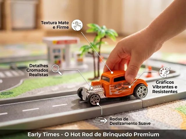 Carrinho de Brinquedo Hot Rod Early Times 1:64 - Alloy Car - Foto 3