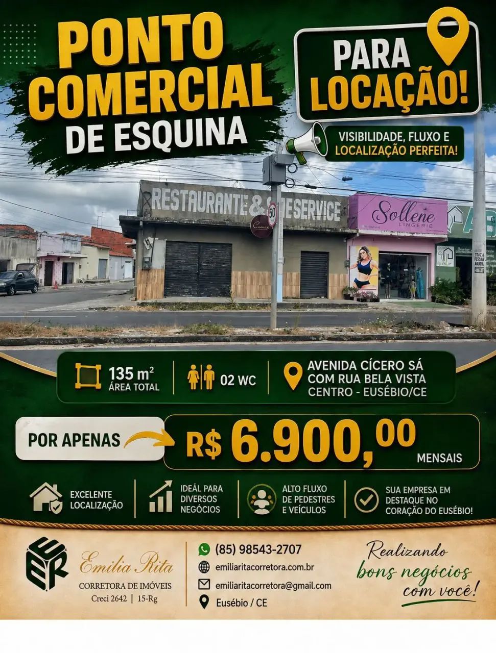 Ponto comercial para locação as margens da Avenida