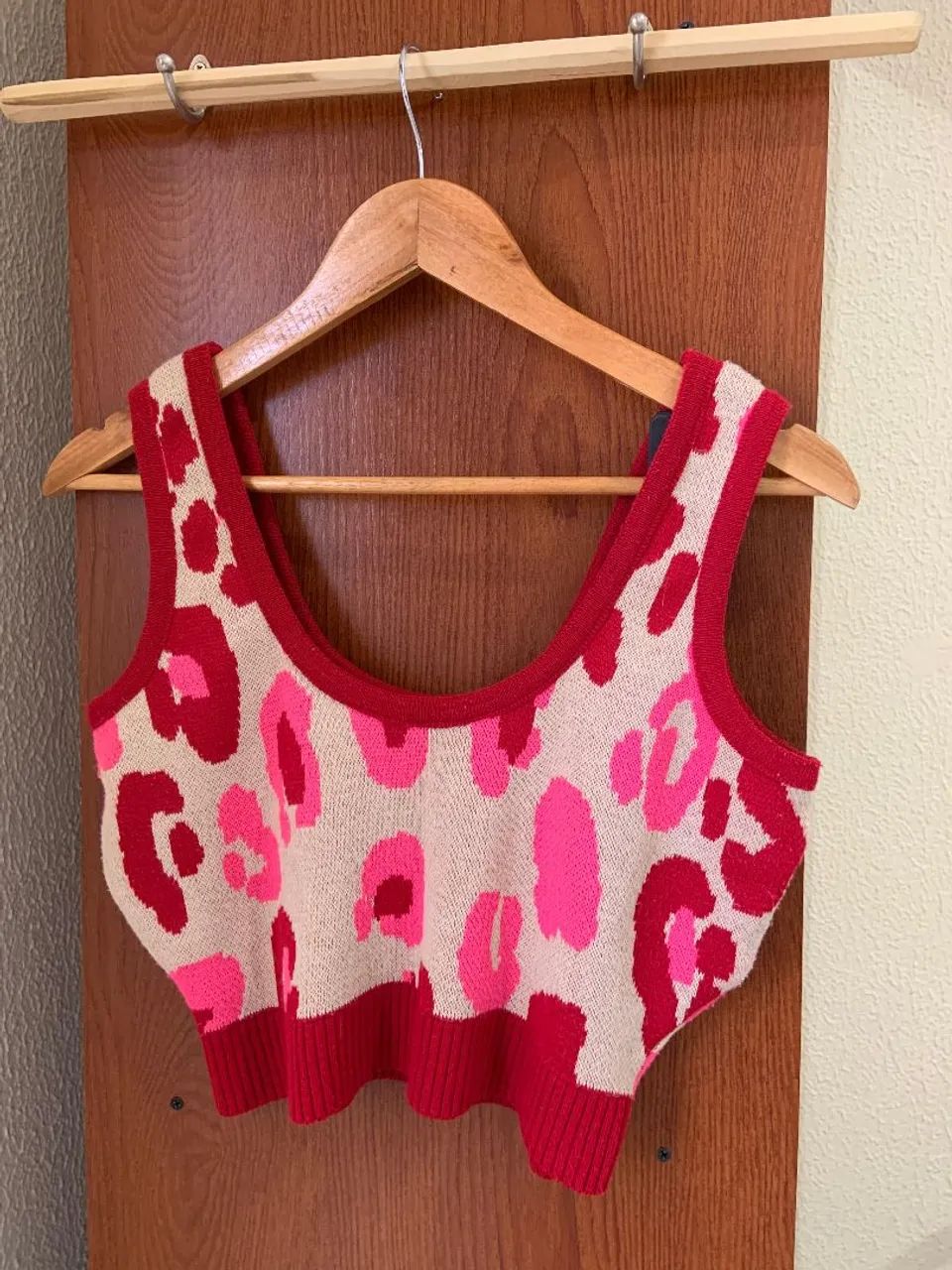 Cropped de tricô Trendy estampado - Tamanho M/G