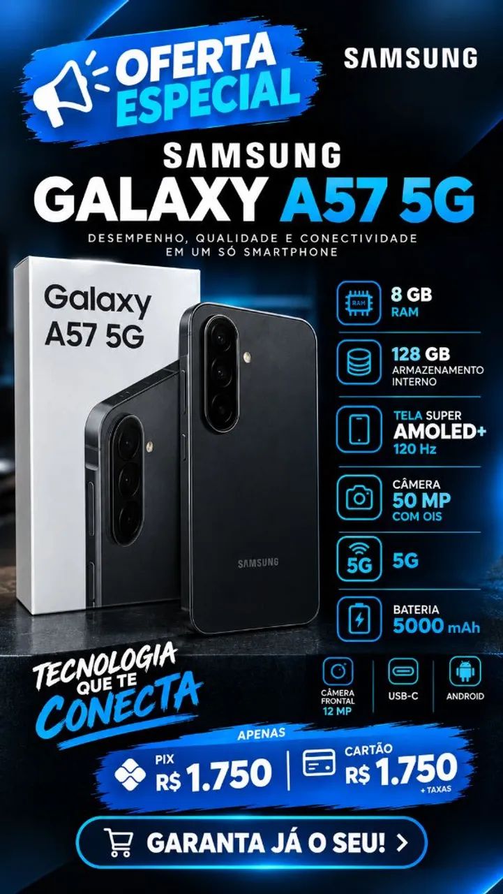 Samsung Galaxy A57 5G 128Gb Cinza - Lacrado - Foto 4