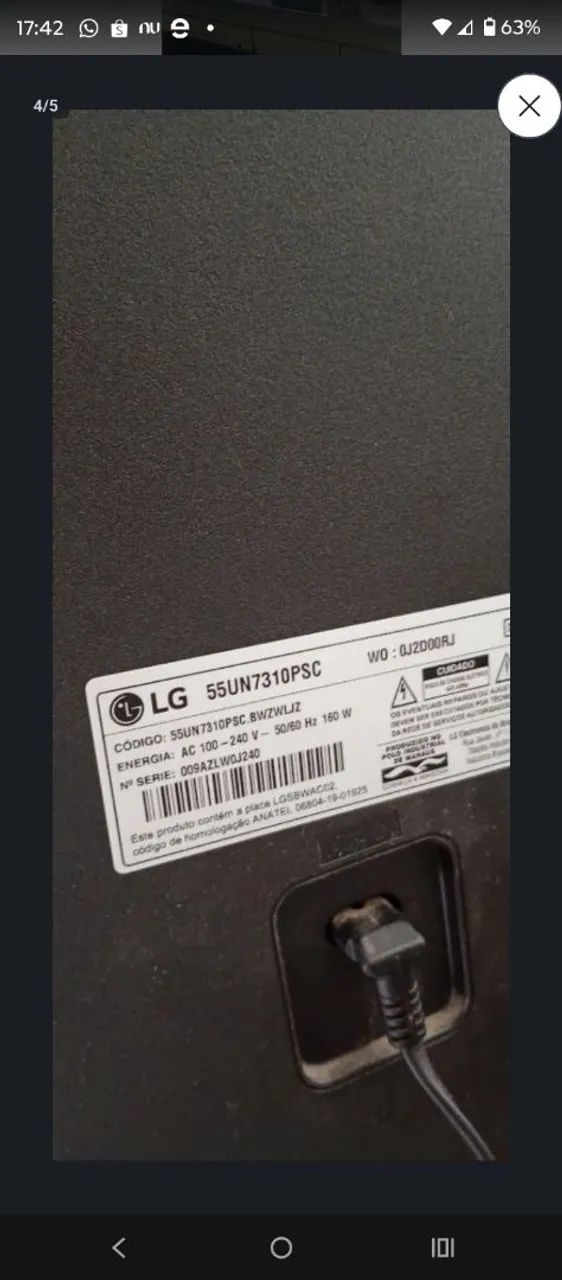 Tv LG 55 tela quebrada 