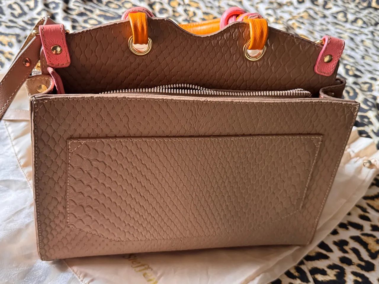 Bolsa Carmen Steffens Couro Bege - Foto 4