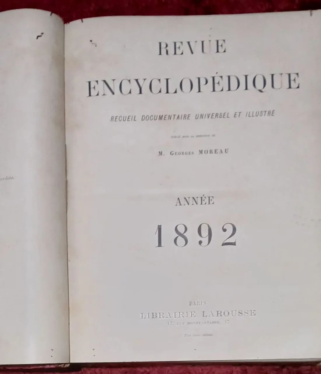 REVUE ENCYCLOPEDIQUE /1892