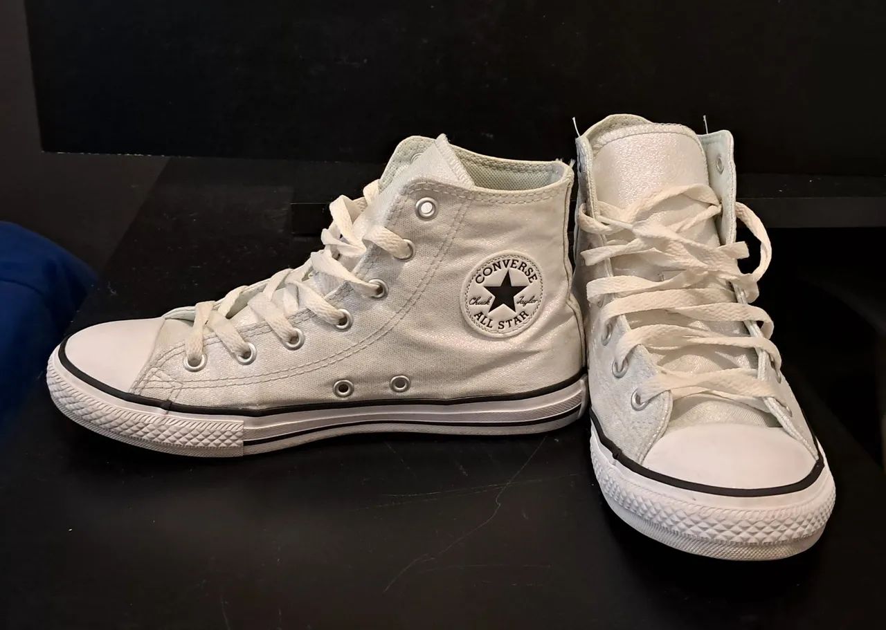 Tênis All Star cinza prateado tam.33 - Foto 5