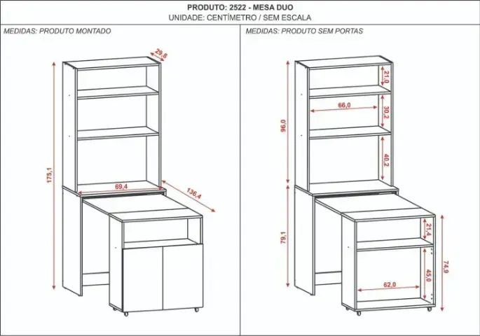 Mesa Dobrável Dueto Branco Com Duas Portas