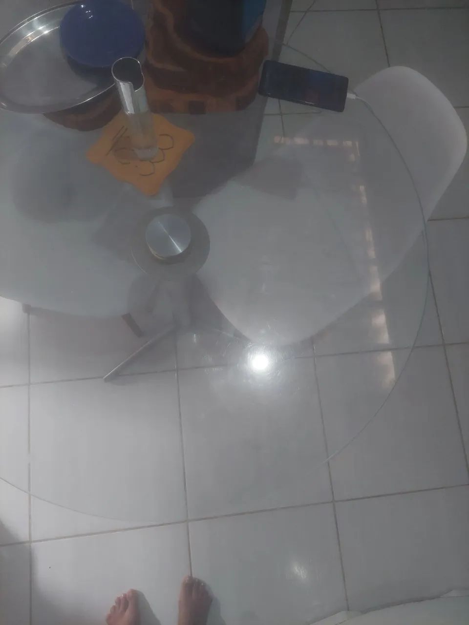 $ 499,00 Mesa de Jantar Redonda com Tampo Giratório e Base em Alumínio Premium ? - Foto 2