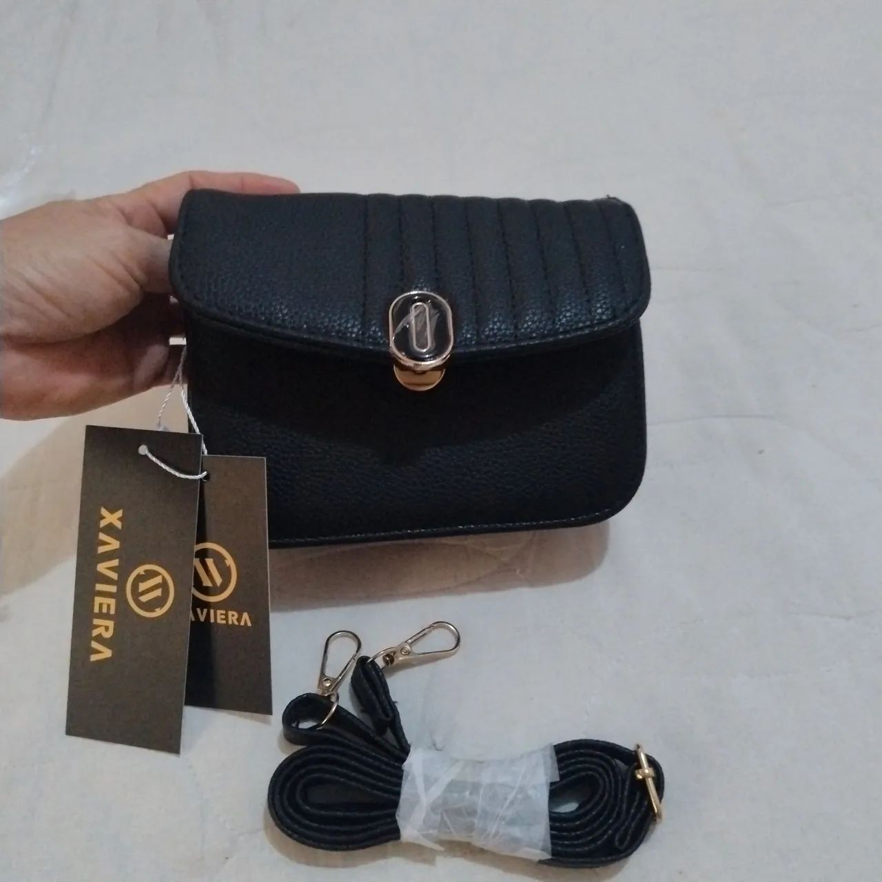 Bolsas preta couro PU  - Foto 3