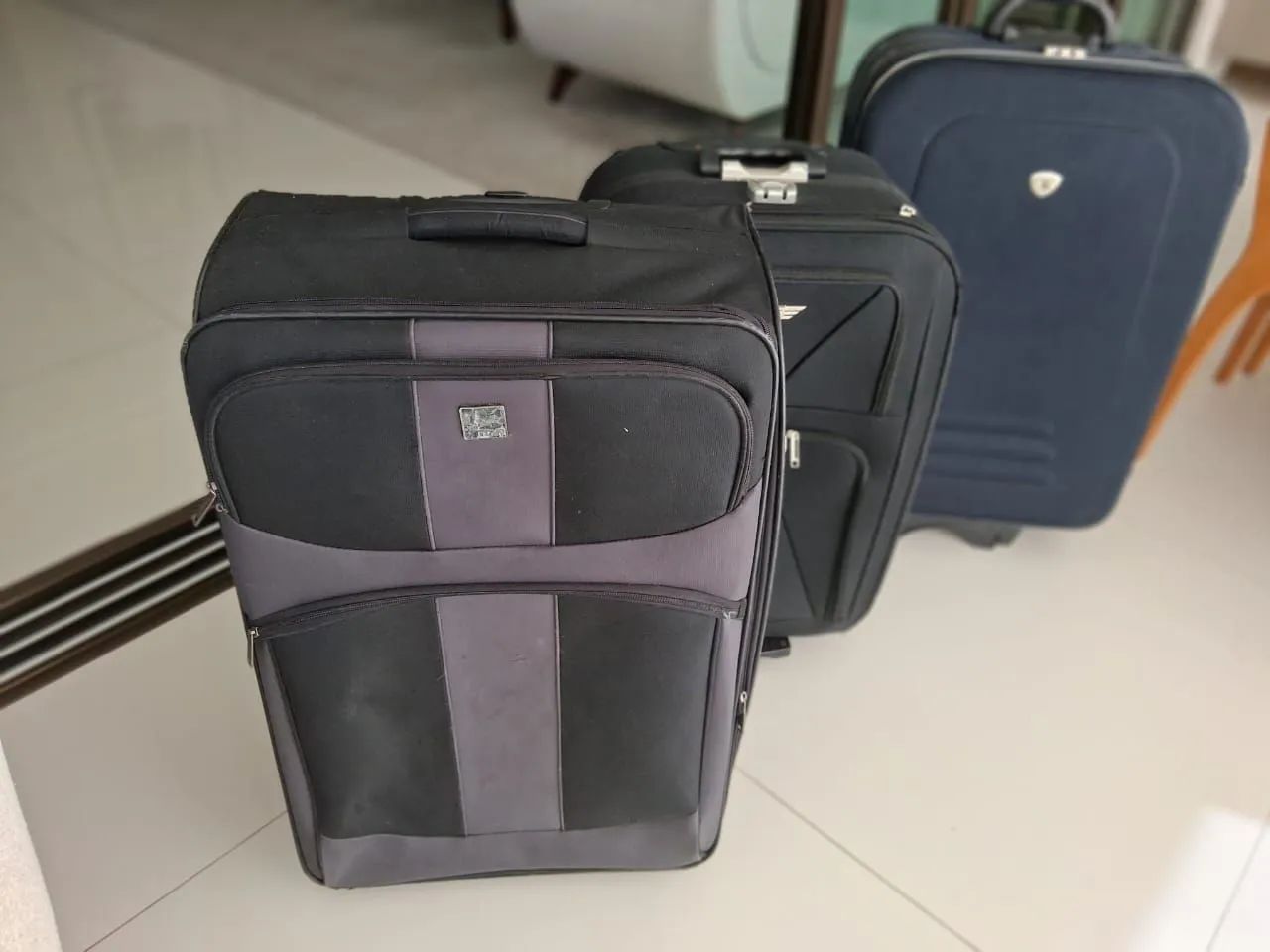 Kit com 3 Malas grandes em lona - Foto 3