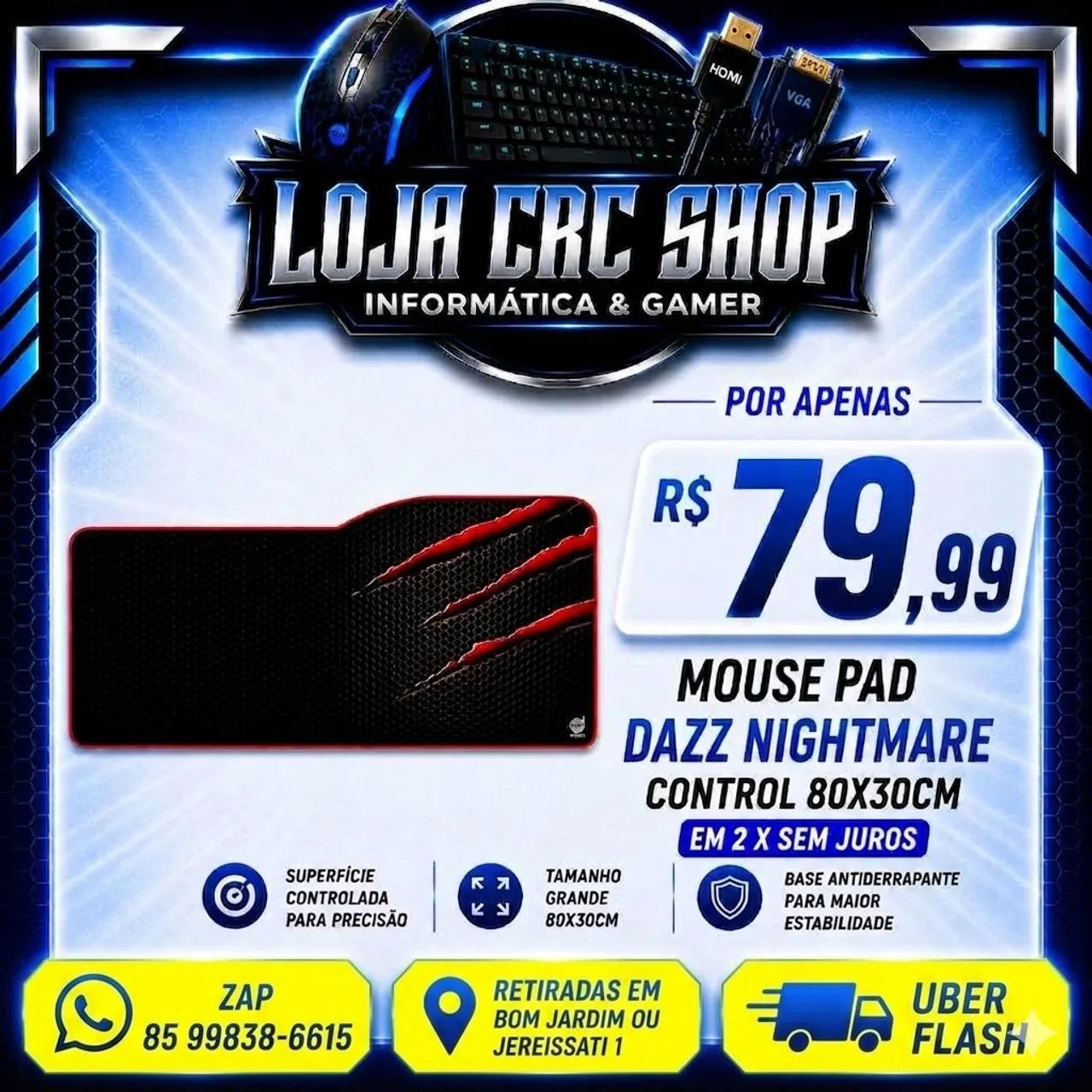 Mouse Pad Gamer Dazz 80x30Cm Nightmare Control 