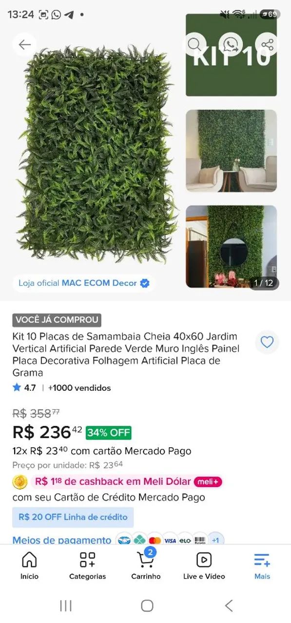 Jardim Vertical Artificial 