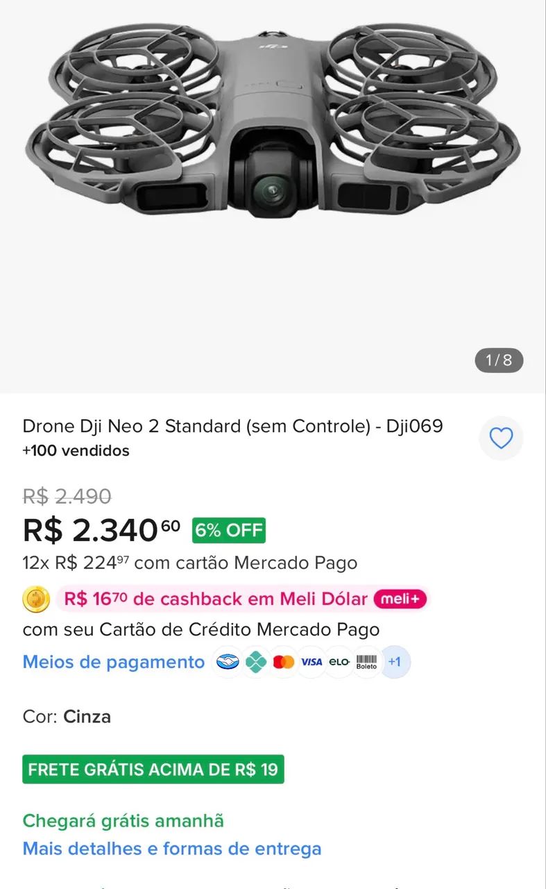 DRONE DJI NEO 2 STANDARD ( sem controle )  - Foto 2