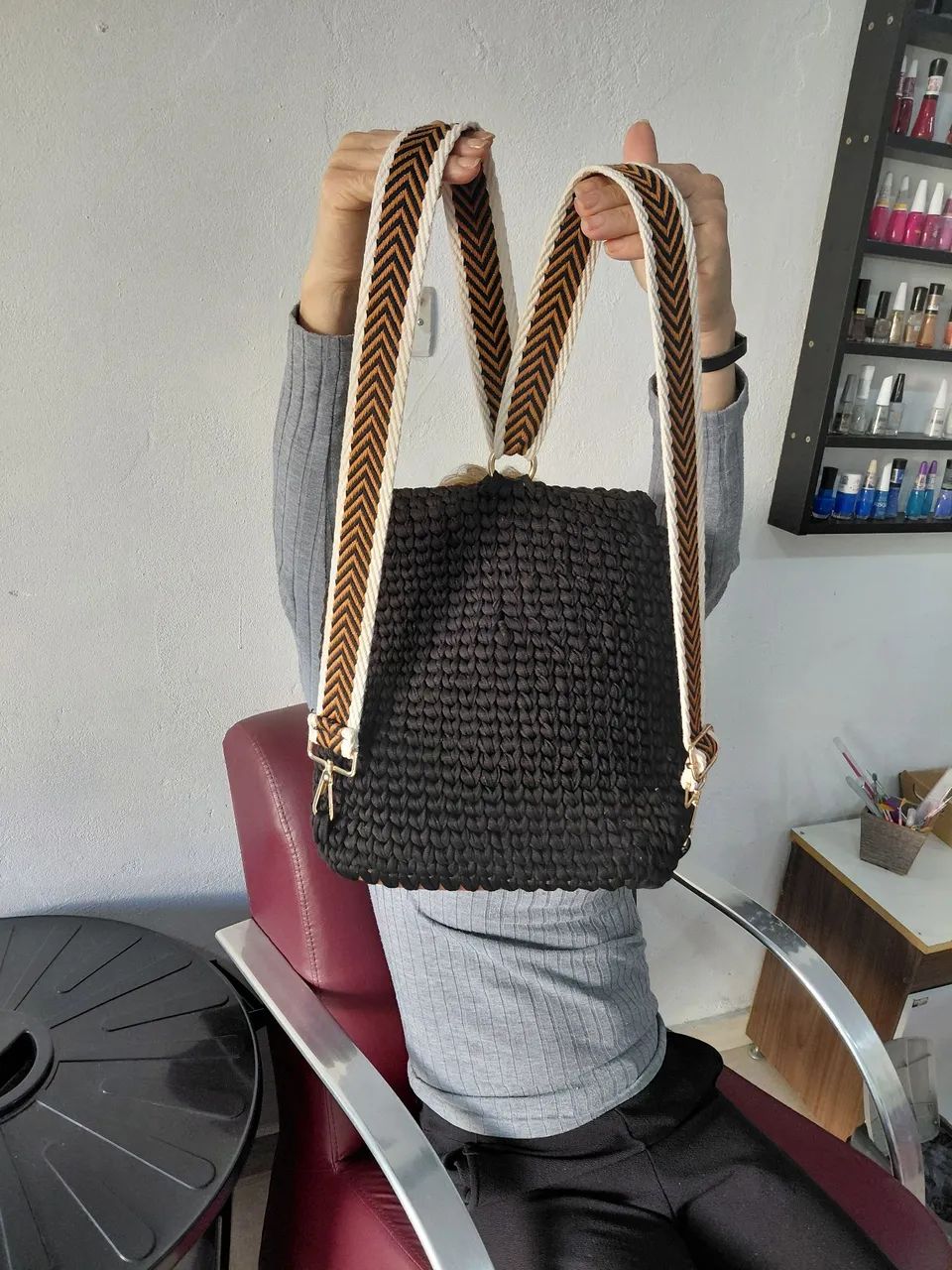 Mochila de tricô feita a mão  - Foto 2
