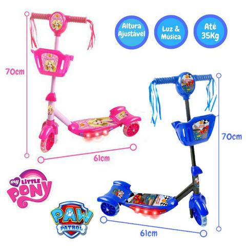 Patinete Infantil Patinete para Menina My Little Pony Patinete para Menino Patrulha Canina