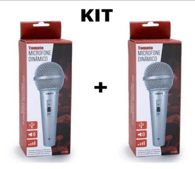 Kit 2 Microfones Tomate Mt-1018 Dinâmico Unidirecional C/ Fio 2,00mts P10 - Foto 2