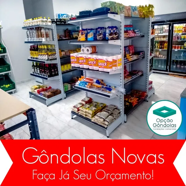 Gôndolas, Prateleiras e Bandejas Novas para Comércio