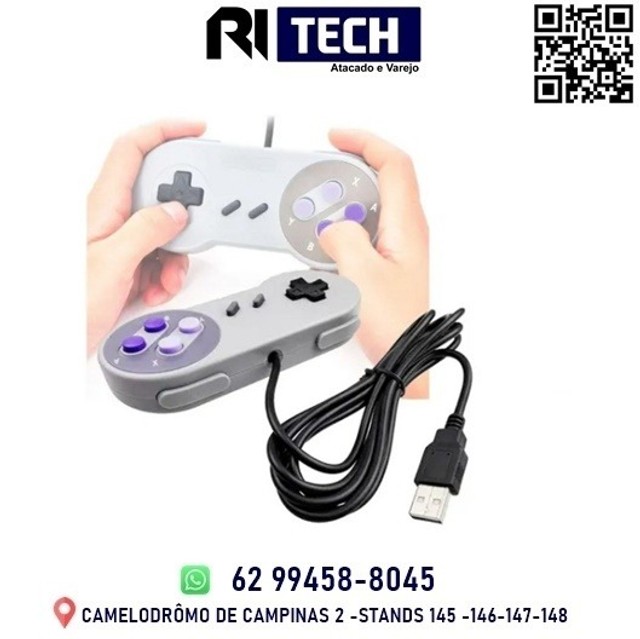 Controle Usb Super Nintendo Snes Compatível Com Computador Pc Mac