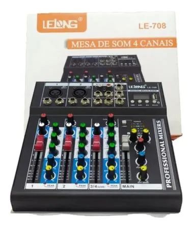 Mesa de som 4 canais USB Bluetooth + Visor Lelong LE-708 - Foto 2