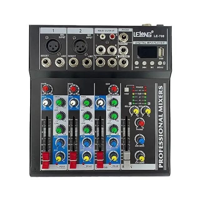 Mesa de som 4 canais USB Bluetooth + Visor Lelong LE-708 - Foto 3