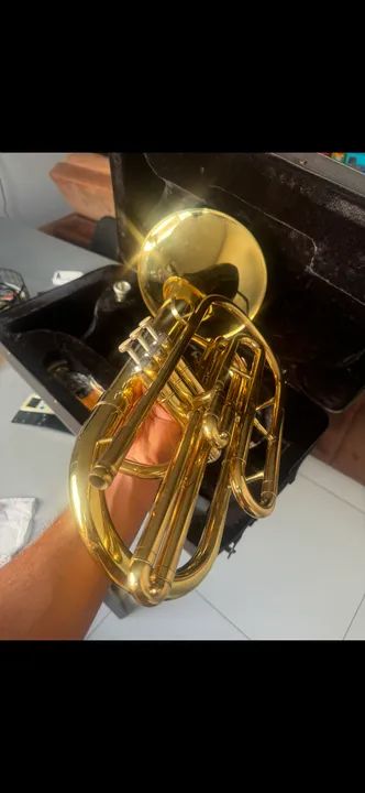Vendo ou troco Trombone (Trombonito) laqueado , instrumento lindo com case rígida  - Foto 5