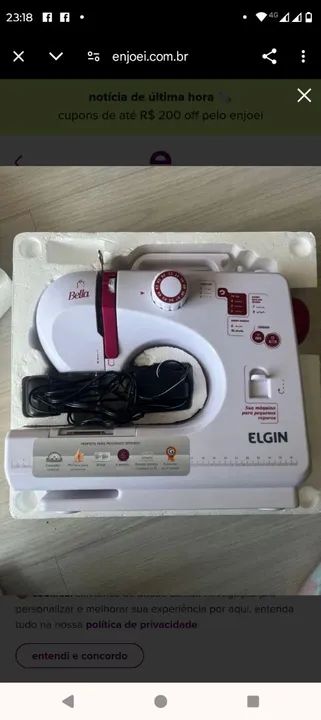 Máquina De Costura Portátil Bella Bl-1200 Elgin Bivolt