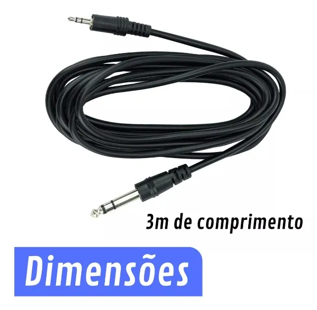 Cabo P2 Estéreo Para P10 Estéreo 3,0 Metros Áudio