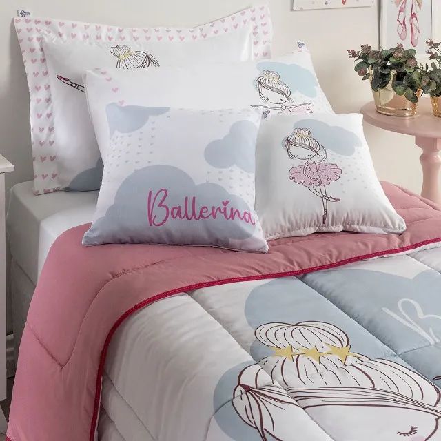 Kit Edredom 05 Peças Juvenil Hipercal 400 Fios Ballerina - Foto 2