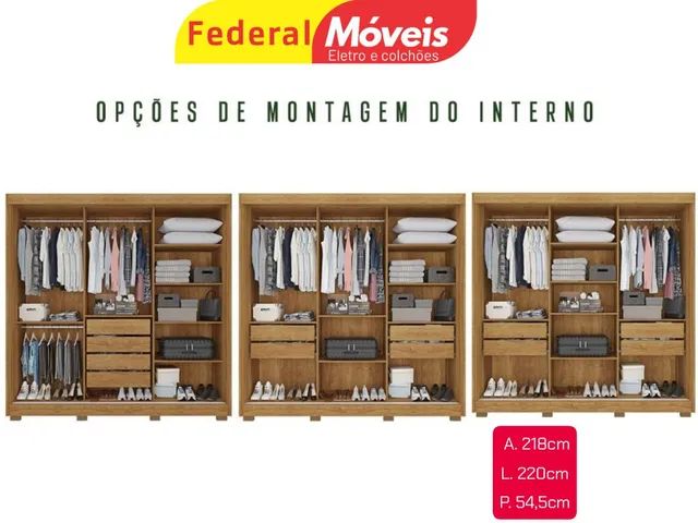 Guarda Roupa Casal MDF com Espelho Lindo - Temos Crediário  - Foto 2