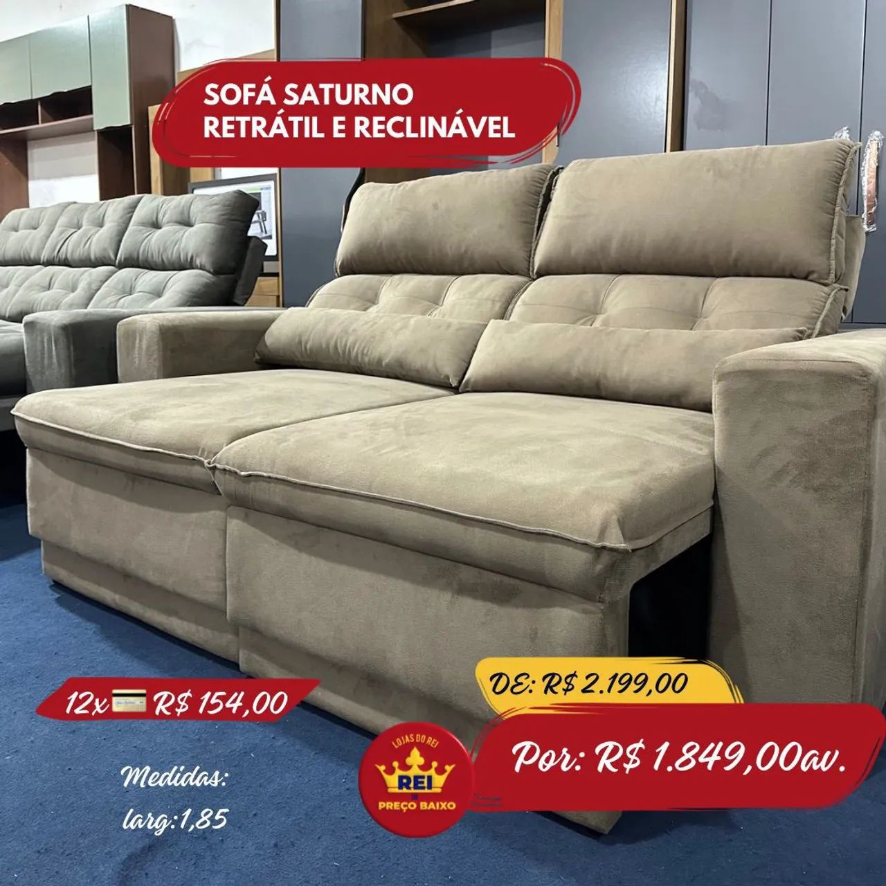 PROMOÇÃO URGENTE - Sofá Saturno RETRÁTIL e RECLINÁVEL com 1,85 de Largura - Foto 5