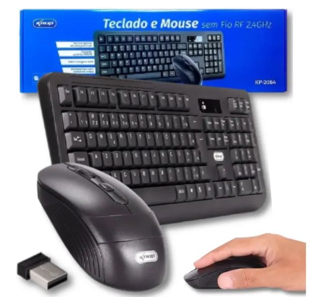 Kit Teclado e Mouse Sem Fio Wireless ABNT2 Knup KP-2064 