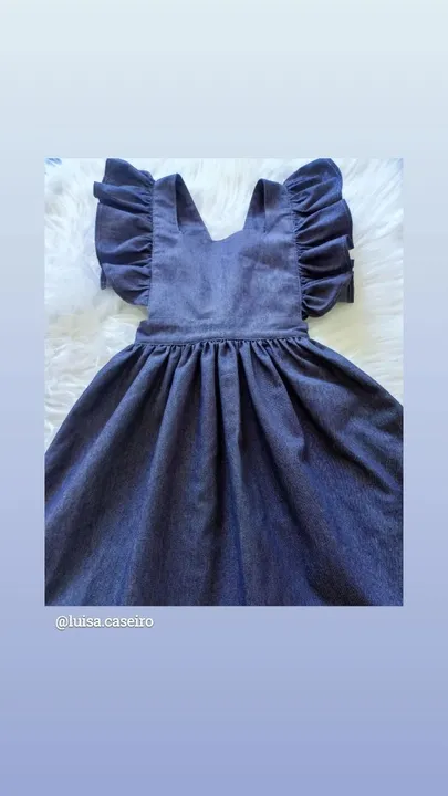 Vestido Jeans Infantil Rodado com Babados